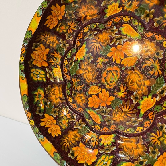 Vintage Daher Brown and Orange Flower Decorative Tinware Serving Bowl - Picture 3 of 8